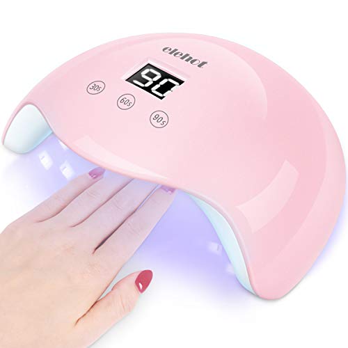 ELEHOT Lampara led uñas Pantalla LCD Secador de uñas de Botón Táctil Sensor Automático de infrarrojos Lampara uñas con 3 temporizadores de 30s, 60s y 90s Rosa