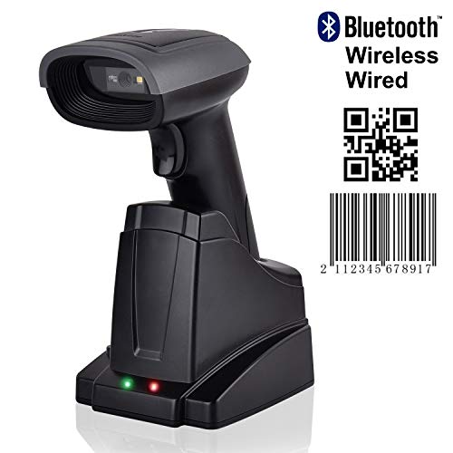 [Actualización 2.0] 1D / 2D Bluetooth 4.0 Barcode Scanner escáner de código de barras inalámbrico lector de código de barras automático portátil receptor de cuna USB