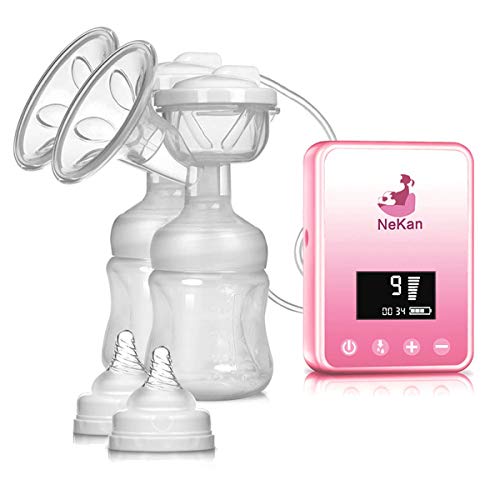 Sacaleches eléctrico Extractor de leche eléctrico doble Recargable Pantalla LCD digital con Función de Masaje y Memoria