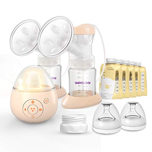 Sacaleches Eléctrico -Yunbaby S19- Extractor de Leche Adapta con Avent 6 Modos de Succion con Luces Nocturna y Sonido de Dormir Bebe