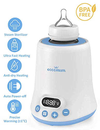 Calienta Biberones, Eccomum 6 en 1, Calentamiento Ultrarrápido, Descongelado y Esterilizador para Leche Materna/Fórmula/Potitos, LED, Temporizador, Apagado Automático