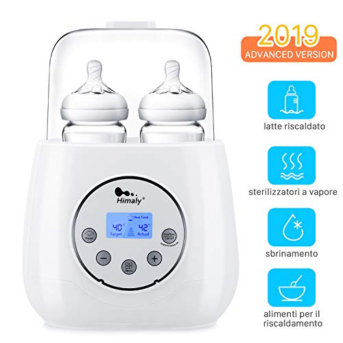 Himaly Calienta Biberón Multifuncional de Casa y Viaje Calentador Biberones Portátil Calentador de Alimentos de Botellas Dobles Electrónico Termostato Inteligente Calentador con Pantalla LCD 200W