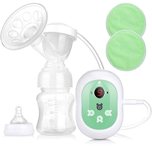 Lictin Sacaleches Eléctrico - Extractor de Leche con Función de Masaje, Pantalla LED 2 Modos y 9 Niveles Ajustables con 2 Almohadillas de Lactancia, Super Silencioso y con Certificación CE