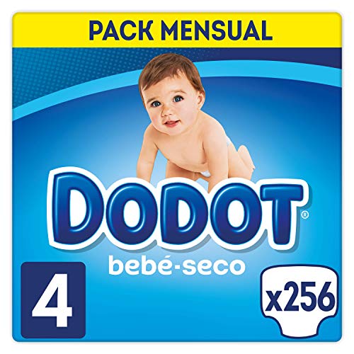 Dodot Bebé-Seco Pañales Talla 4, 9-14Kg, 256 Pañales, Con Canales De Aire