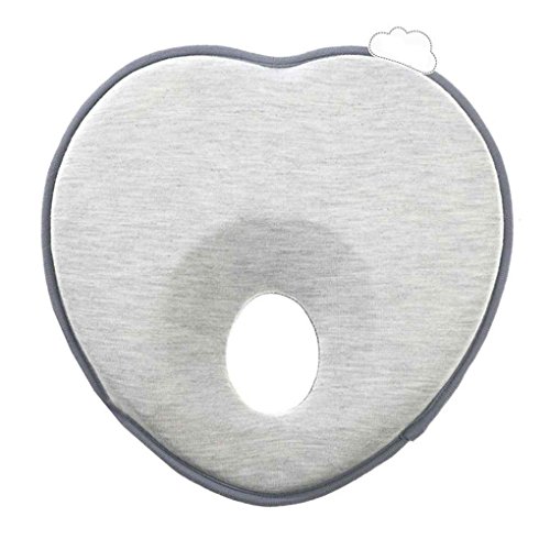 Babysbreath17 Corrección de bebé Infantil del bebé Almohada posicionador del Sueño Infantil antivuelco del Cojín del Amortiguador de la Almohadilla de Cabeza Plana Recién Nacido Gris