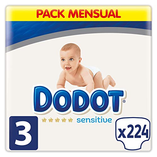 Dodot Sensitive - Pañales Talla 3, 224 Pañales, 6-10 kg